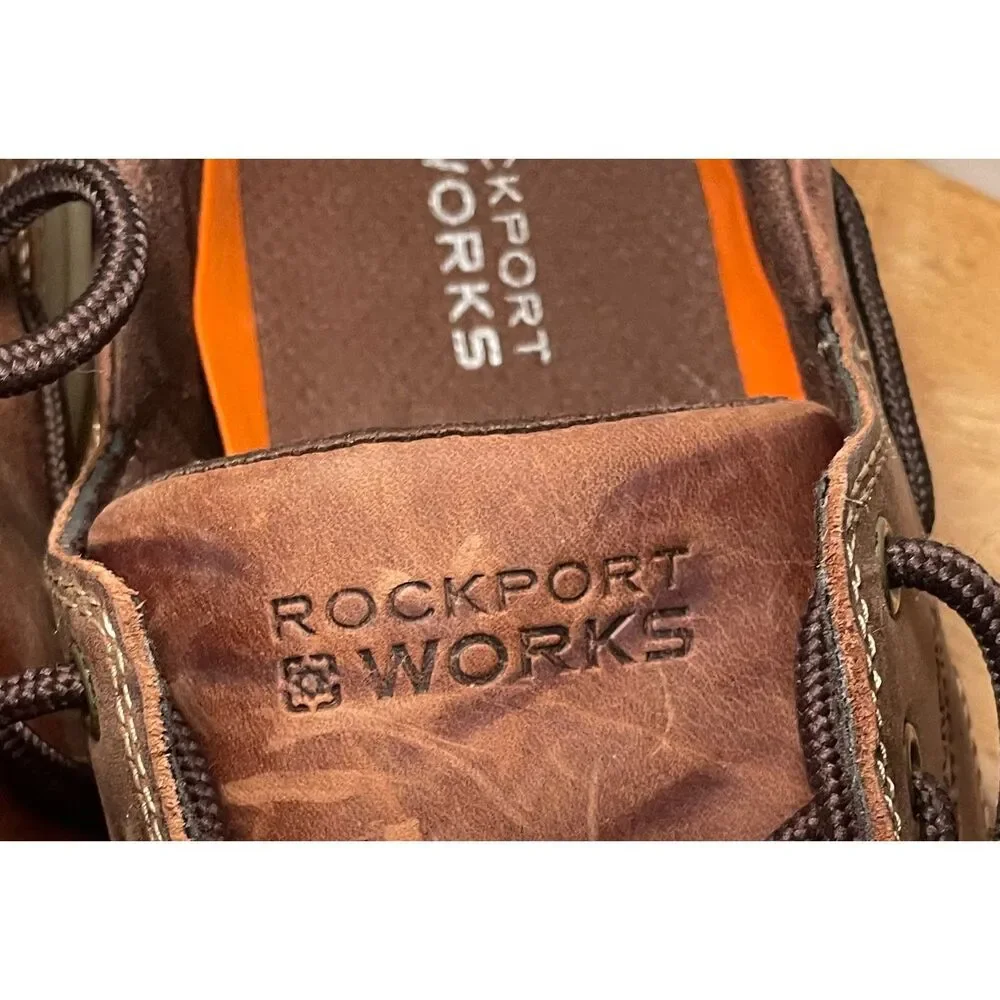 Rockport Works RK6736 Men's 13M Brown Leather EH Safety Toe Work Shoes ASTMF2413